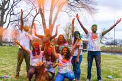 Photo of students at Holi celebration