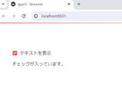 チェックが入っている時だけテキストが表示