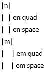 m 字幅スペースと n 字幅スペース