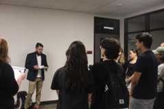 Results of the recent Student Government Elections read aloud for candidates and peers, Thursday, Feb. 22, 2024 in the LBJ Student Involvement Lounge.