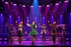 Musical theatre alumna Gianna Yanelli (center) performs in the Broadway production of "Six the Musical" as Anne Boleyn, Sunday, Oct. 3, 2021, at the Lena Horne Theatre in New York. Photo courtesy of Joan Marcus.