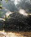 Compost heap on a frosty morning