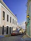 Some streets in Old San Juan are still paved with blue cobblestones from the Spanish colonial era.