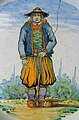 Faïence de Quimper : assiette à thème de personnage breton (signée Henriot, vers 1910) 3 (détail)