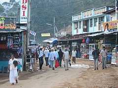 The village of Nallathanniya at the foot of the mountain, where the stairs begin