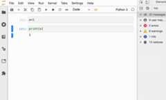 An animation of the Jupyterlab interface that demonstrates restarting a kernel and running code cells.