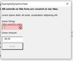 the ExampleDynamicView at run-time