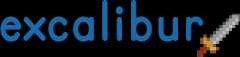 An illustration of the Excalibur.js logo, the word "Excalibur" and a pixelated sword