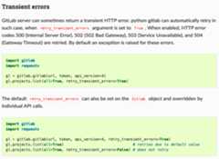 Transient Errors documentation update