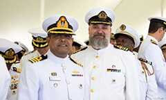 Students of U.S. Naval War College’s (NWC) 2019 graduating class participate in a commencement ceremony on Dewey Field in Newport, R.I., June 14.