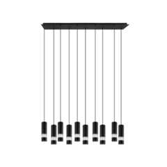 Hanglamp Bernabeta Zwart 10-lichts Recht