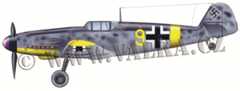 Messerschmitt Bf 109 G-4 - Na tomto Bf 109 G-4/R6 létal na jaře 1943 z letiště Anapa na Kubáni rotník Ján Režňák, příslušník 13. (Slowakenstaffel) JG 52. Režňák na tomto stroji dosáhl během dubna a května 1943 celkem sedmi potvrzených sestřelů (5 x LaGG-3, 1 x Mig-1 a 1 x I-16). Letoun používali i další příslušníci Letky 13 a dne 9. září  1943 na něm rotník Anton Matušek uletěl na sovětskou stranu. Další osud letounu není znám, pravděpodobně jej však  Sověti užívali k testům. Vzhled letounu je rekonstruován na základě německých úředních záznamů, dostupných fotografií analogických strojů s přihlédnutím na zvyklosti Luftwaffe i Letky 13 v tomto období. Letoun nese standardní kamufláž Lufwaffe té doby. Spodní a boční plochy kryje barva RLM 76 (světlá šedá), na horních plochách jsou pak ostře lomená pole barev RLM 74 (tmavá šedá) a RLM 75 (střední šedá), těmito barvami je také nastříkáno množství skvrn na boky trupu a SOP. Žluté doplňky (pás kolem trupu, spodní část motorového krytu a konce křídel zespodu) byly užívány na východní frontě a sloužily pro rychlou identifikaci cizí-vlastní svými pozemními jednotkami. Protože tyto stroje nebyly slovenským majetkem, nýbrž byly Slovákům pouze zapůjčeny, nesly německá výsostná označení. Jediným znakem státní příslušnosti byly předky vrtulových kuželů ve slovenských národních barvách. Zbytek kužele byl černý.