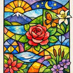 Watercolor Practice with Stained Glass for Better Line Control