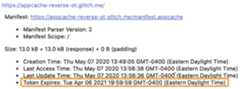 about://appcache-internals interface showing a recognized token.