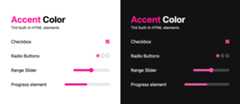 Light and dark accented HTML elements side by side for comparison.