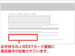 お手持ちのJ-WESTカード裏面に電話番号が記載されています。