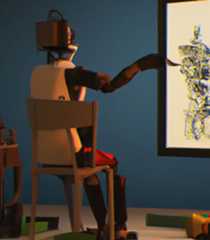 A robot painting on a canvas