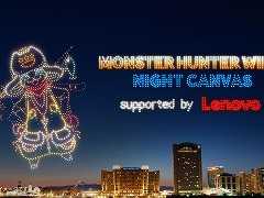 大阪の夜空にリオレウスが出現。「モンスターハンターワイルズ」のドローンショーが12月18日から大阪・ユニバーサル・ハーバーデッキで開催