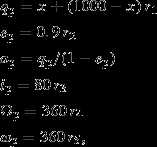 $$ \begin{aligned} \begin{aligned}&q_{\rm p} = x + (1000 - x)\,r_{1} \\&e_{\rm p} = 0.9\,r_{2} \\&a_{\rm p} = q_{\rm p}/(1 - e_{\rm p}) \\&i_{\rm p} = 80\,r_{3} \\&\Omega _{\rm p} = 360\,r_{4} \\&\omega _{\rm p} = 360\,r_{5}, \end{aligned} \end{aligned} $$