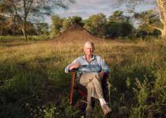 September 2015: Dr. Edward O. Wilson sitting in front of an ant hill.