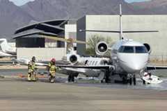 The Learjet 35A collided with a parked Gulfstream 200