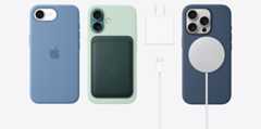 iPhone 16e 與 iPhone 16 系列搭配多款矽膠保護殼等配件，還包括 20W USB-C 電源轉接器、60W USB-C 充電連接線與 MagSafe 充電器。