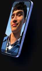 The Ceramic Shield front on a iPhone 16 in ultramarine