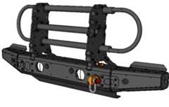 <b>Modular Front-End System (MFES-JK C9) with Full Grill Guard, Headlight Guards, Skid Plate and Rotator Shackle Mount</b><span><br /> Designed by<b><a  href='/success-stories/mud-snow-sand-meet-technology/'>Trey Hermann</a></b> of<b><a  href='http://pronghorngear.com/'>Pronghorn Overland Gear</a></b> • Created in<a  href='/3d-modeling/3d-modeling-cobalt.html'>Cobalt CAD & 3D Modeling Software</a></span>