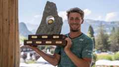Casper Ruud celebrates his third ATP Tour title of the season in Gstaad on Sunday.