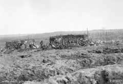 Molenaarelsthoek ridge in the distance, seen from the 'Helles' pillbox in the position of the 4th Division, 28 September 1917
