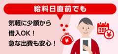 給料日直前でも気軽に少額から借入OK!急な出費も安心！