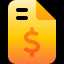 An icon of a piece of paper with a dollar sign on it.