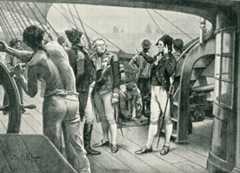 ‘There are 25 sail of the line…… 27 sail of the line…. Sir John, near double our own.’ Jervis: ‘Enough of that, sir. If there are 50 sail, I will go through them': Battle of Cape St Vincent on 14th February 1797 in the Napoleonic Wars: picture by Wal Paget