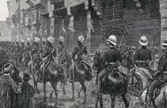 Indian Cavalry entering Cairo after the Battle of Tel-el-Kebir on 13th September 1882 in the Egyptian War