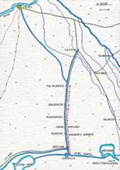 Map of the Tel-el-Kebir campaign, showing Wolseley's advance from Ismailia to Tel-el-Kebir: Battle of Tel-el-Kebir on 13th September 1882 in the Egyptian War: map by John Fawkes