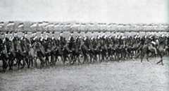 The British 5th Lancers in review at Aldershot before the war: Battle of the Marne, fought from 6th to 9th September 1914, during the First World War