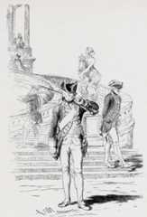 Prussian First Guards Battalion: Battle of Mollwitz fought on 10th April 1745 in the First Silesian War: picture by Adolph Menzel