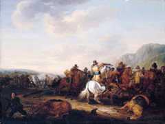 Cavalry action at the time of the English Civil War: Battle of Roundway Down on 13th July 1643 during the English Civil War