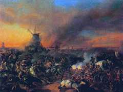 Smoke and slaughter in the Battle of Zorndorf 25th August 1758 in the Seven Years War: picture by an unknown artist
