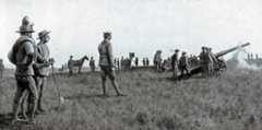 General Buller watching the Royal Navy's 4.7 inch guns in action at the Battle of Colenso on 15th December 1899 in the Boer War