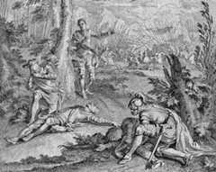 Allegory of the Horrors of Civil War: 'Son kills father, father kills son': Battle of Towton fought on 29th March 1461 in the Wars of the Roses