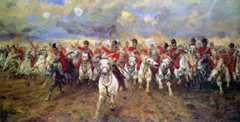 "Scotland for ever!" Lady Butler's iconic picture of the Charge of the Royal Scots Greys, 2nd Dragoons, as part of the Union Brigade at the Battle of Waterloo on 18th June 1815