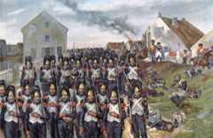 The Imperial Guard advances at the end of the Battle of Waterloo on 18th June 1815