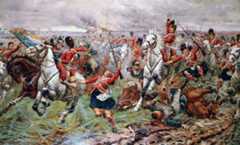 Royal Scots Greys and 92nd Gordon Highlanders at the Battle of Waterloo on 18th June 1815: picture by Stanley Berkeley