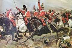 Ponsonby's Union Brigade (troopers from the 6th Inniskillings, Scots Greys and Royal Dragoons) charging at the Battle of Waterloo on 18th June 1815