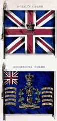 Colours of the 87th Regiment showing the Eagle of the 8th and the Battle Honour of the Battle of Barossa or Chiclana fought on 5th March 1811 in the Peninsular War