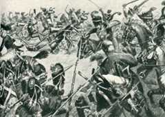 Ponsonby's charge of the King's German Legion 1st Hussars at Battle of Barossa or Chiclana fought on 5th March 1811 in the Peninsular War