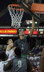 Lonzo Ball scores on a lay-up for Chino Hills during third quarter of CIF Open Division state championship vs. De La Salle. Photo: Willie Eashman.