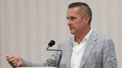  Todd Stamper, the founder and then-CEO of Priority Waste, speaks to the Macomb Township Board of Trustees in August 2025 about Priority&rsquo;s contract coming into default. 