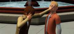 A Fortune Teller in The Sims 3 Supernatural gives a private reading.